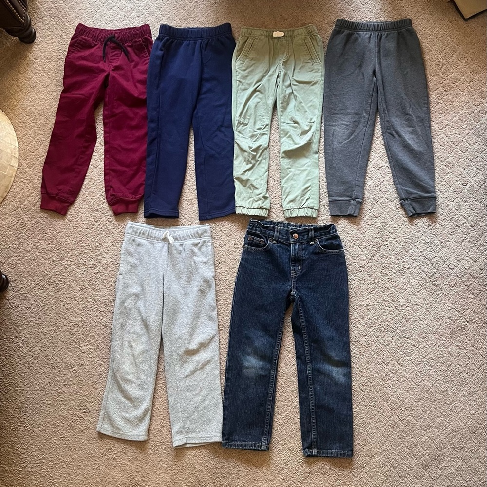 Boys pants lot of 6. 5 pair of cat and Jack and one pair of jeans Route 66